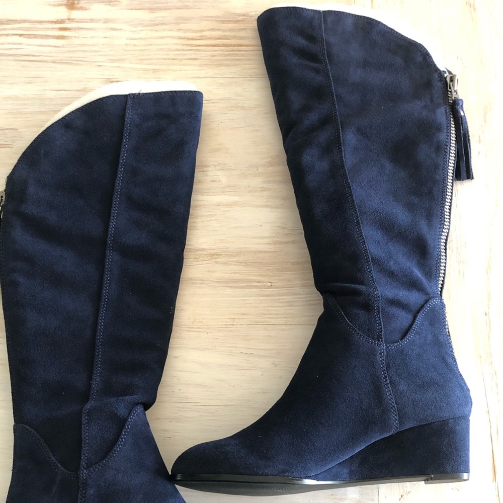 STEVE MADDEN suede Knee High wedge Boots 8.5 NWOT